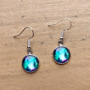 Dainty Northern Lights Forest Earrings