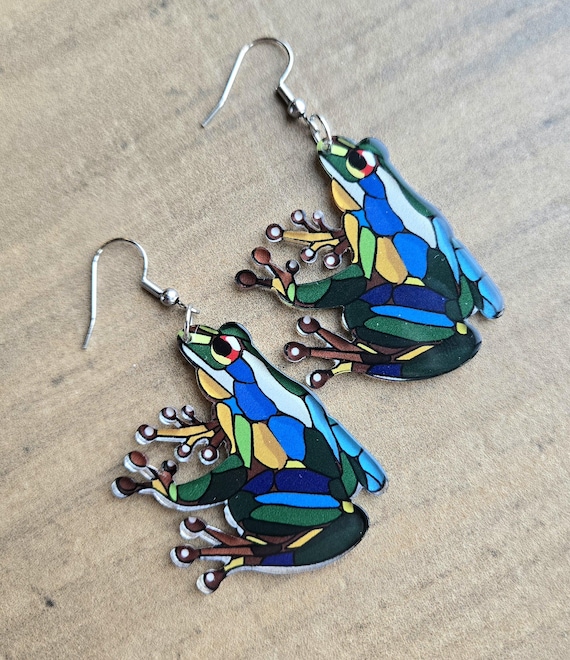 Mosaic Tree Frog Earrings Australia - Main Image