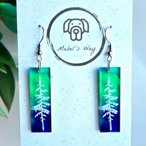 Northern Lights Winter Tree Acrylic Earrings