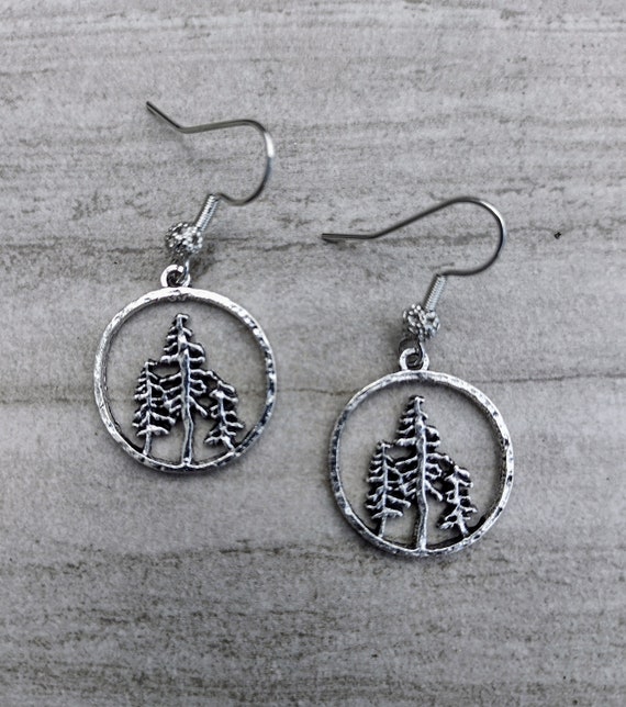 Pine Tree Earrings Pine Trees In Threes Rustic Earrings