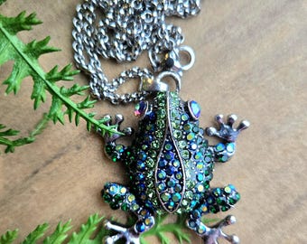 Rhinestone Frog Pendant Necklace