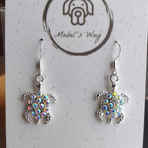 Shiny Rhinestone Turtle Earrings