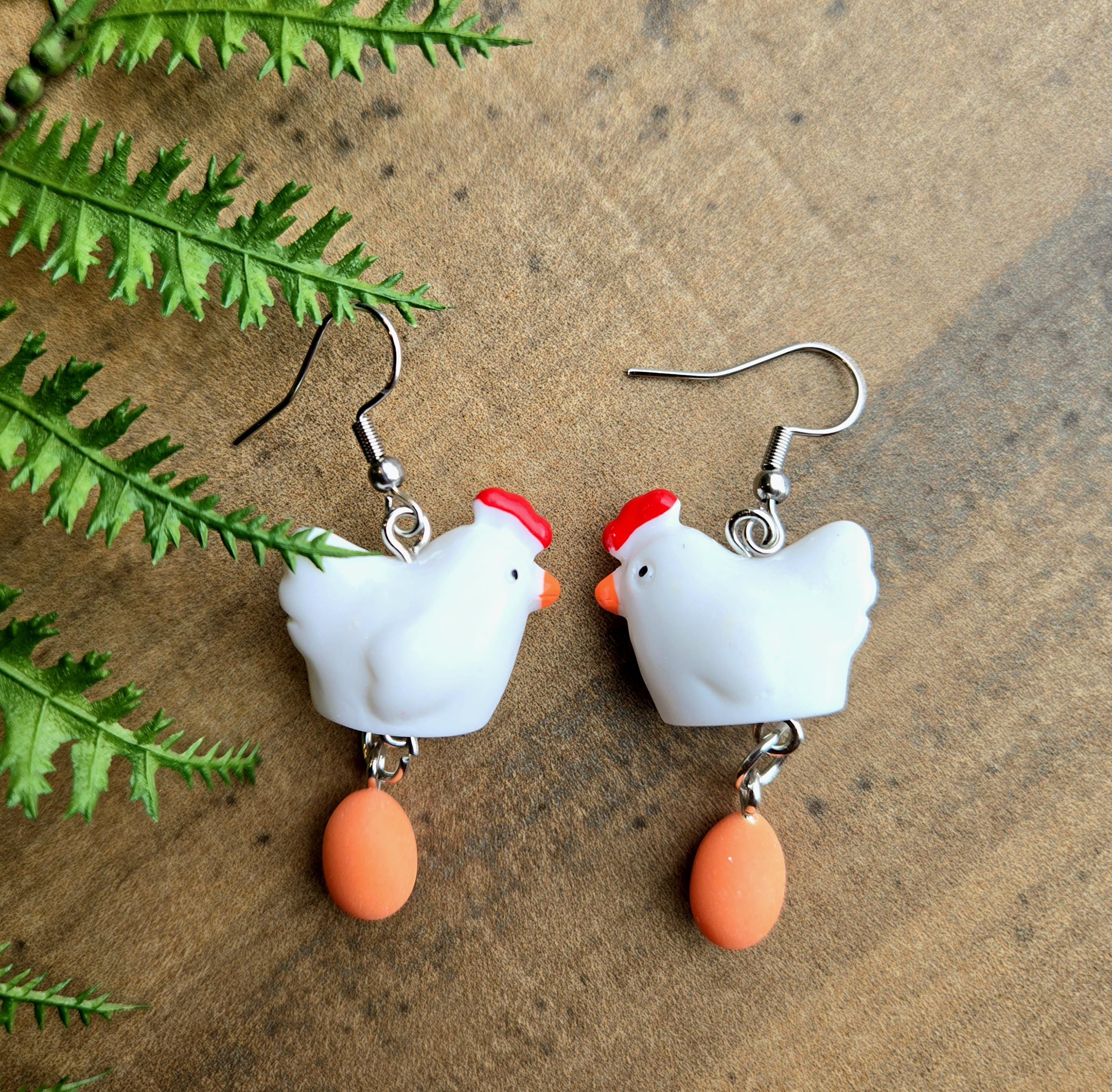 Orecchini A Forma Di Gallina In Argento 925 – Pendenti A Cuore, Gioielli Donna Con Scatola Regalo