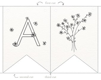 Ink & Daisies Printable Banner, Spring Banner, Flower Banner, Simple Banner, Spring Party Printable, Birthday Banner, Girl's Birthday Banner