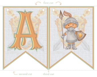 Van ridders en draken afdrukbare banner, kleine ridder banner, draak banner, ridder verjaardag banner, sprookje DIY banner