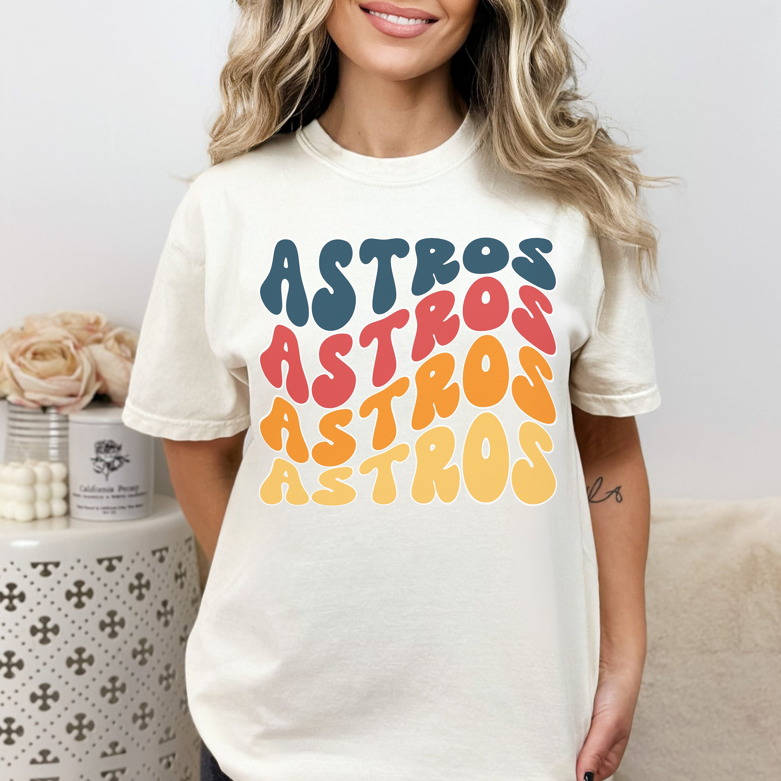 Astros Comfort Color Tee Retro Astros Shirt Womens Astros 