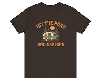 Hit The Road And Explore Tee | Campervan Illustration, Retro Outdoor Travel Shirt