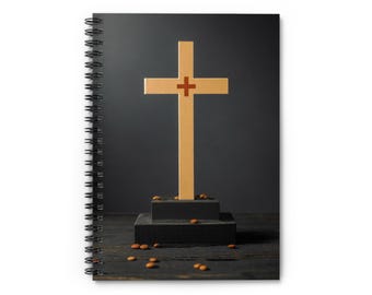 Caderno Espiral com Cruz Cristã - Caderno Pautado