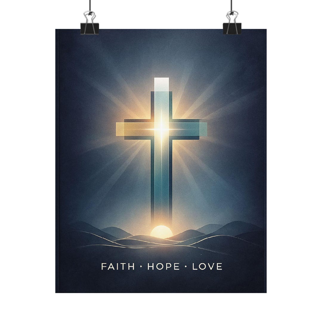Faith Hope Love Cross Poster | Matte Vertical Poster, Christian Wall ...