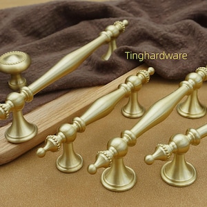 Solid Brass Drawer Knobs Pulls  Unique Cabinet Handles Vintage Bronze Kitchen Pulls knobs  Brushed Brass Closet Wardrobe Cabinet Hardware