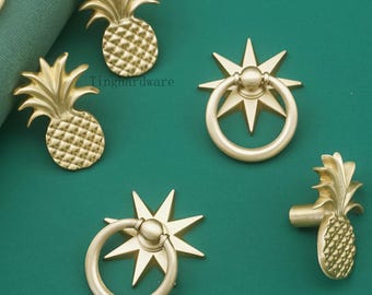 Brass Star Knob: Unique Cabinet  pulls & Drawer  handles ,pineapple dresser knobs