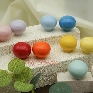 Ceramic Ball Cabinets Pull Knob  Colorful Drawer Knob Kitchen Handle Dresser Knob Yellow Blue Green Pink White Unique Kid Knobs Home Decor