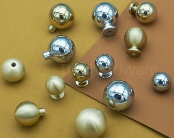 Solid Brass Ball Drawer Knob: Gold/Chrome Cabinet Handle, drawer pulls