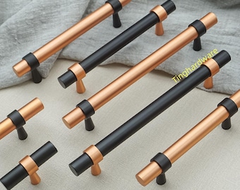 Solid Brass Cabinet Knob or Pull: Black & Copper drawer handles ,Kitchen Hardware