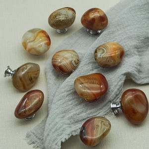 Irregular Agate Dresser Drawer  knobs, Unique  Natural stone cabinet knobs, Agate Drawer Knob, Brown cupboard handle,  Art deco cabinet pull