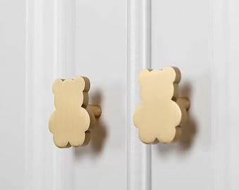 Boutons ours en laiton massif Boutons de tiroir uniques poignées boutons d'armoire animaux en or chambre de bébé poignée de commode tirer bouton de placard cadeau