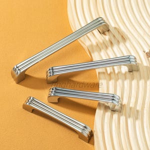 Brushed Nickel Cabinet Pulls Minimalist Streamline Kitchen Door Handle Chrome Silver Drawer Handles Gift Cupboard Pull Dresser Handle