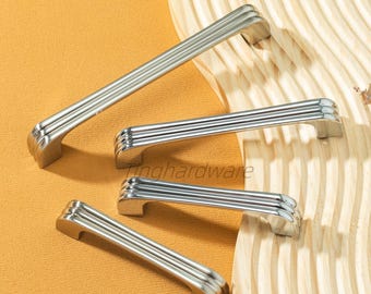 Brushed Nickel Cabinet Pull: Streamline Drawer Handle, Zinc Alloy kitchen pulls hardware