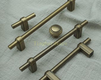 Aged Brass Cabinet Hardware: Vintage Bronze Drawer Pulls and Knobs, kitchen handles