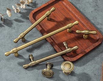 Gałka lub uchwyt do szafki z litego mosiądzu: Uchwyty do szuflad z postarzanego mosiądzu, Uchwyty do szafek kuchennych