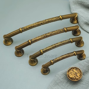 Tirador y pomo de cocina de latón antiguo, tiradores de cajón únicos, tiradores de tocador, tirador de pomo de armario, tirador creativo para puerta de gabinete.