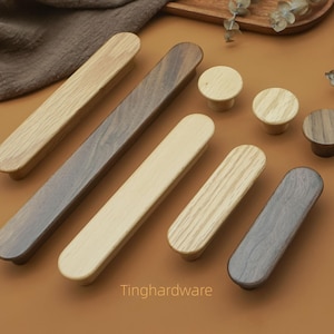 2.5&quot;3.78&quot;5&quot;7.56&quot;10&quot;Natural Wood Drawer Pulls Minimalism Wood Cabinet Knobs Handles Wooden Kitchen Door Handles Cupboard Cabinet Hardware