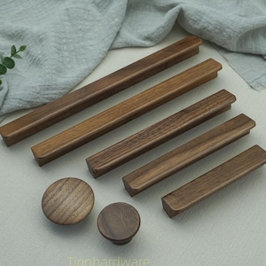 Walnoothouten kastknop of handvat: eiken keukenknop, ladeknoppen