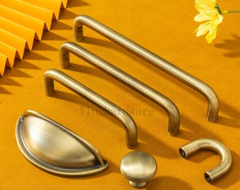 Aged Brass Cabinet Knob or Drawer Pull: Antique Bronze Finish Kitchen handles hardware