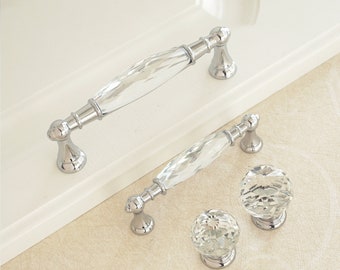 3.78"5"Crystal  Glass Kitchen Door Knob Handle Drawer Pulls Knob  Dresser Knob Handles Cupboard Knob Pull  Bling Cabinet  Hardware