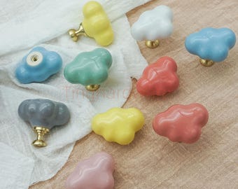 Ceramic Cloud Drawer Knob: Cabinet pulls for Kids Room ,dresser Decor
