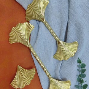 Unique Solid Brass Ginkgo Drawer Pull knob Cabinet handle Dresser knob Cupboard Pull Drawer Handles Kitchen Pull Cabinet Hardware by Ting