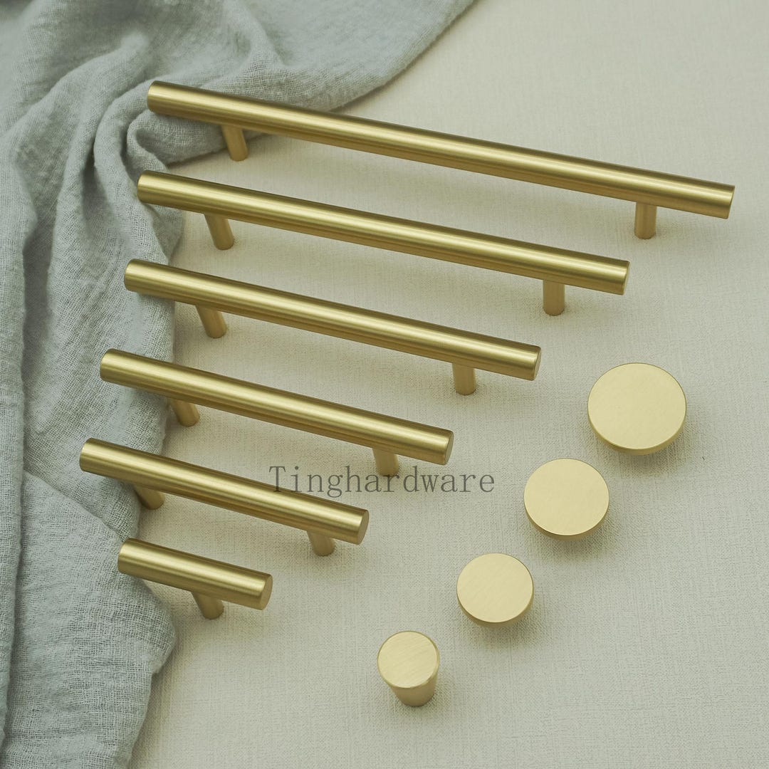 Brushed Gold Brass Cabinet Knob or Handle: Modern Drawer Pull - Etsy UK
