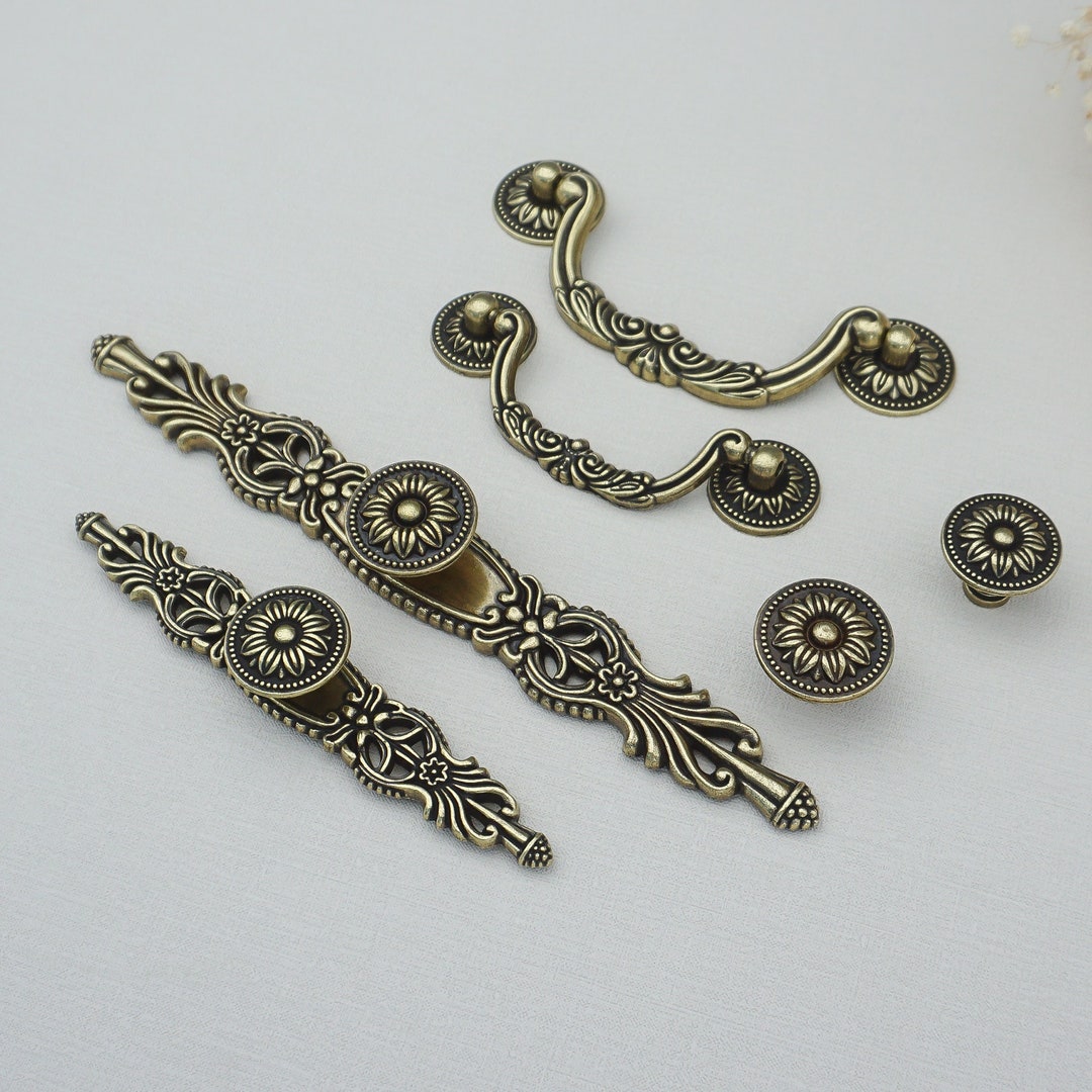 Vintage Style Cabinet Door Handle Antique Bronze Kitchen Pull Knob ...