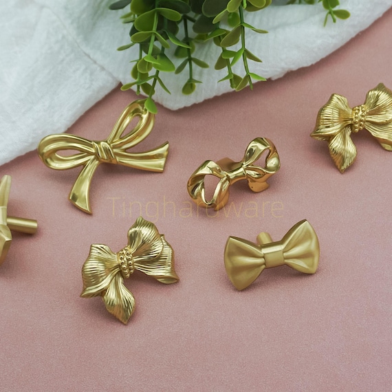 Brass Bow Dresser Knobs: Gold Cabinet Drawer Pulls, Unique Hardware - Etsy  Canada