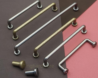 Aged Brass Cabinet Knob - Antique Silver Dresser Drawer Pull - Retro Hardware