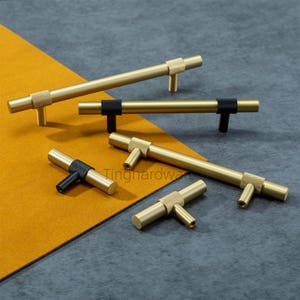 Solid Brass Cabinet Door Handles Black Kitchen Pulls Knobs Drawer Pulls Knobs Dresser Knob  Cabinet pull Hardware