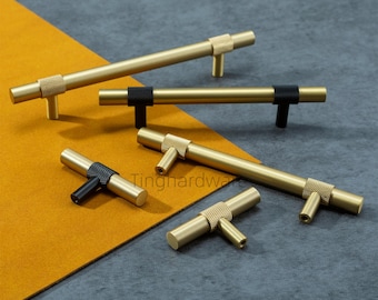 Solid Brass Cabinet Knob or Handle: Drawer pull , Black Kitchen cupboard pulls Hardware