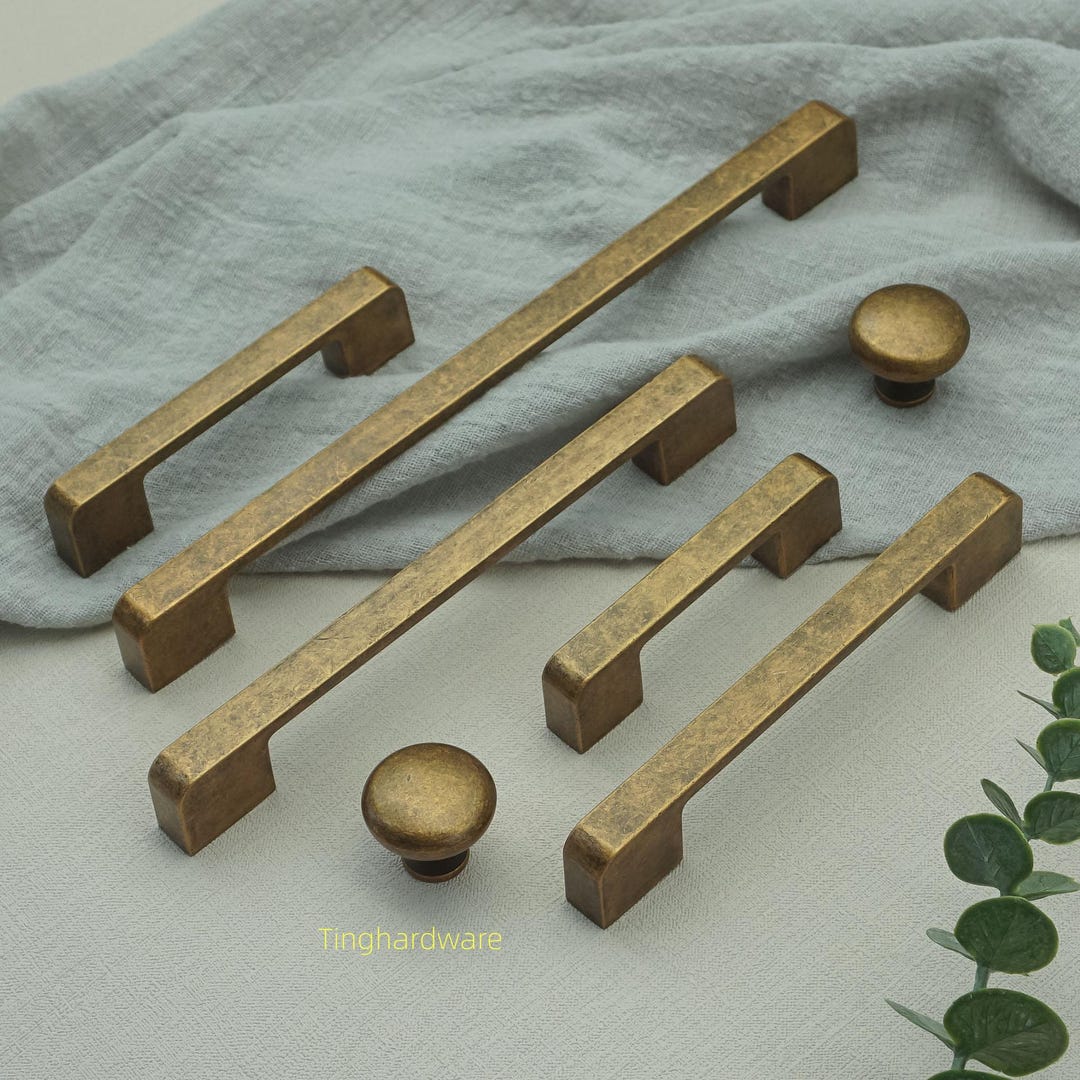 Aged Brass Kitchen Pulls Knobs Chrome Cabinet Door Handles Knob Drawer ...