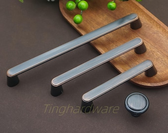 Brushed Brass Cabinet Handle: Black Copper Dresser Knob - Antique Coffee Finish drawer pull