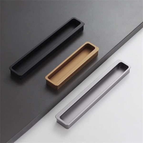 Modern Invisible Concealed Kitchen Handle  Embedded Drawer Pull Champagne gold/black/grey Closet Door Cabinet Closet Pull Wardrobe Handle