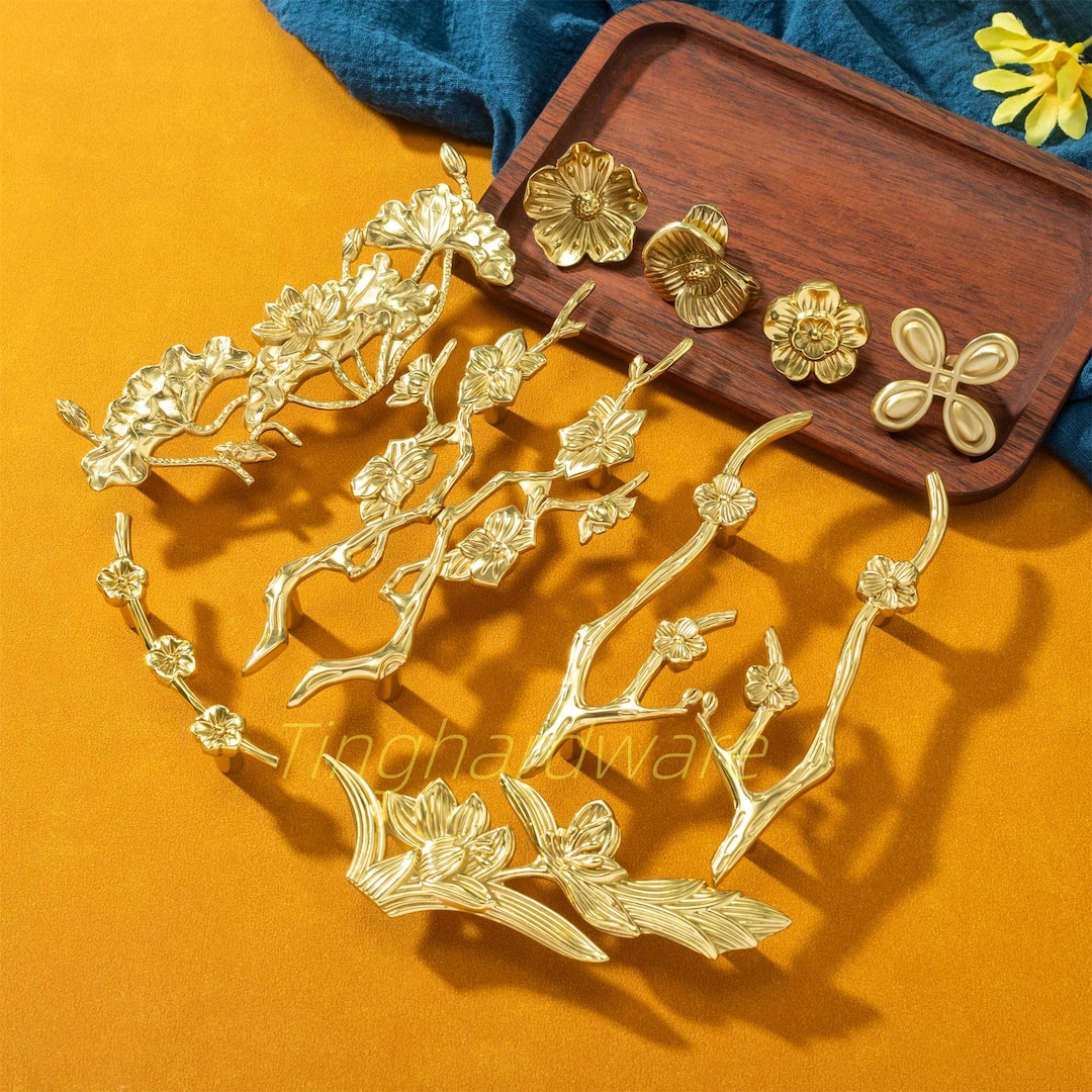 Solid Brass Flower Cabinet Knob: Gold Dresser Drawer Pull, Unique Furniture Hardware - Etsy Solid Brass Flower Cabinet Knob: Gold Dresser Drawer Pull, Unique Furniture Hardware - Etsy