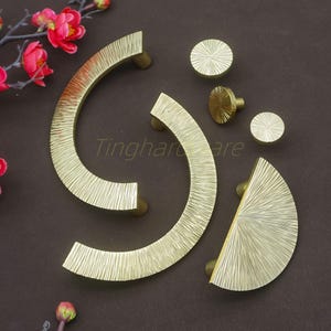 Gold Hammer Drawer knob and Pull ,Semicircle Brass Cabinet Handle, Dresser pulls , Kitchen Pull Knob ,Closet Cupboard Wardrobe Hardware
