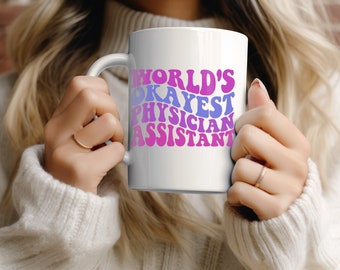 Physician Assistant Mug | Retro Wavy Design, Coffee Gift (15oz)