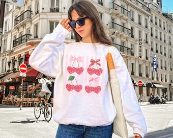 Kirsche Print Sweatshirt, Y2K Coquette, Geschenk zum Valentinstag