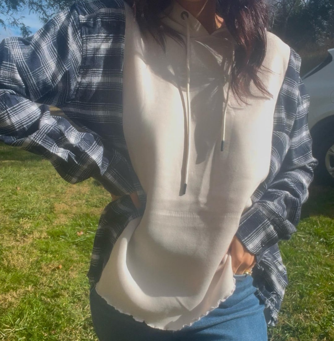 Upcycled Rework Flannel and Hoodie Thrifted Upcycled Top One of a Kind ...