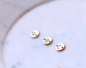Engraved Round Initial Connector Charm | 14kt Gold Filled Engraved Circle Charm | 14kt Gold Filled Initial Connector Charm