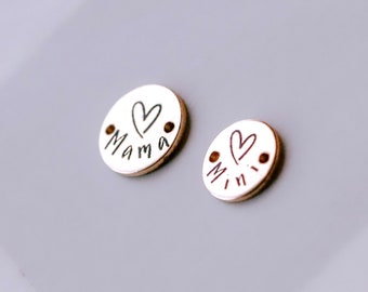 Engraved Mama and Mini Round Connector Charm | 14kt Gold Filled Engraved Connector Charm | 14kt Gold Filled Circle Connector Charm