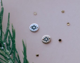 Engraved Round Star of David Connector Charm | 14kt Gold Filled Engraved Jewish Star Charm | 14kt Gold Filled Symbol Connector Charm