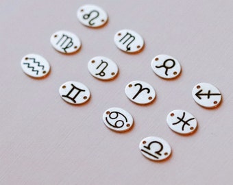 Engraved Astrology Oval Connector Charm | 14kt Gold Filled Engraved Oval Charm | 14kt Gold Filled Zodiac Connector Charm