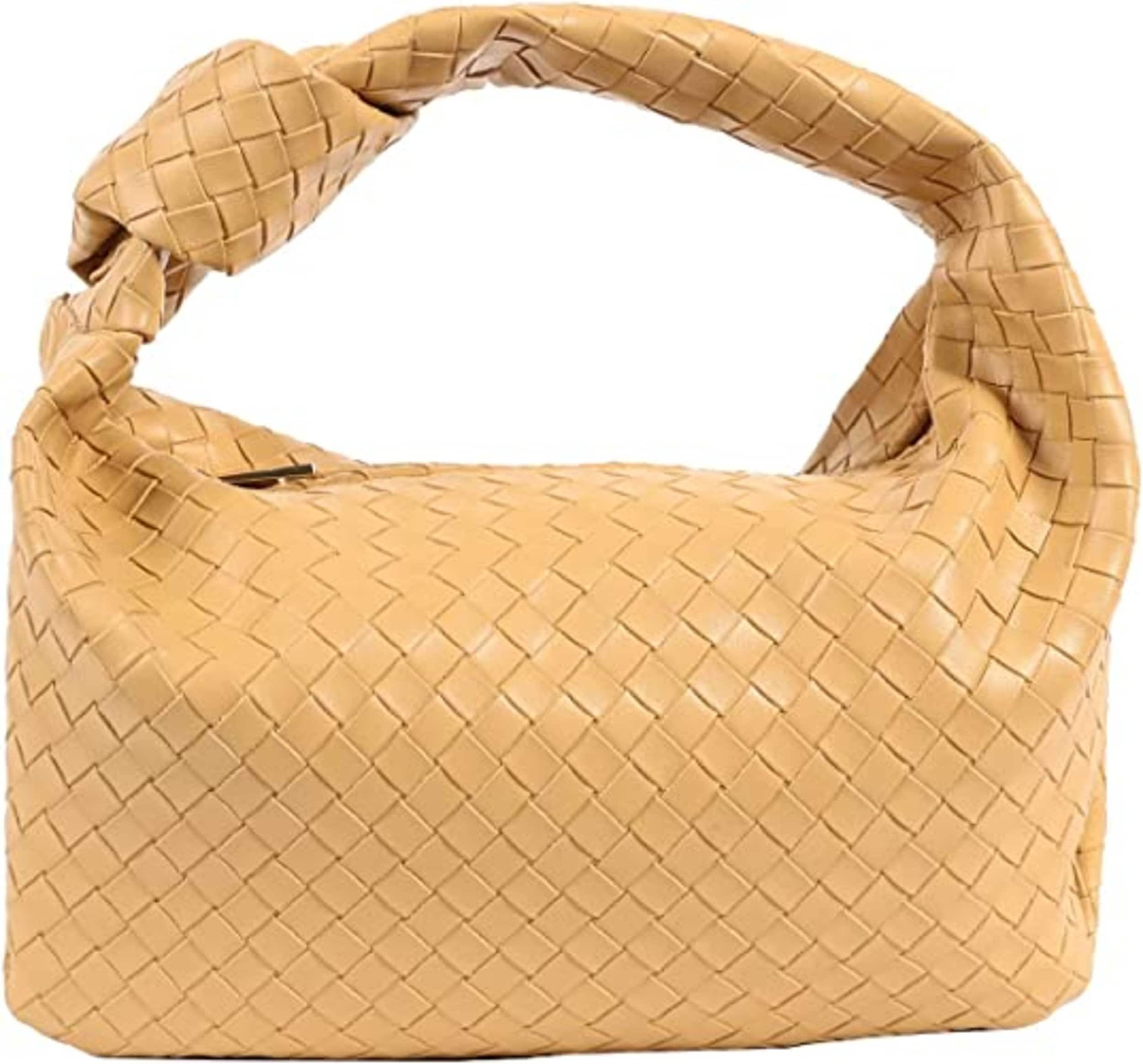 Knot pochette in woven leather - Beige